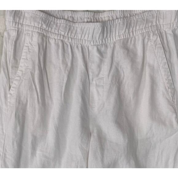 Old Navy Womens White Small Wide Leg High Rise Pants Cropped Linen Blend - Picture 2 of 7